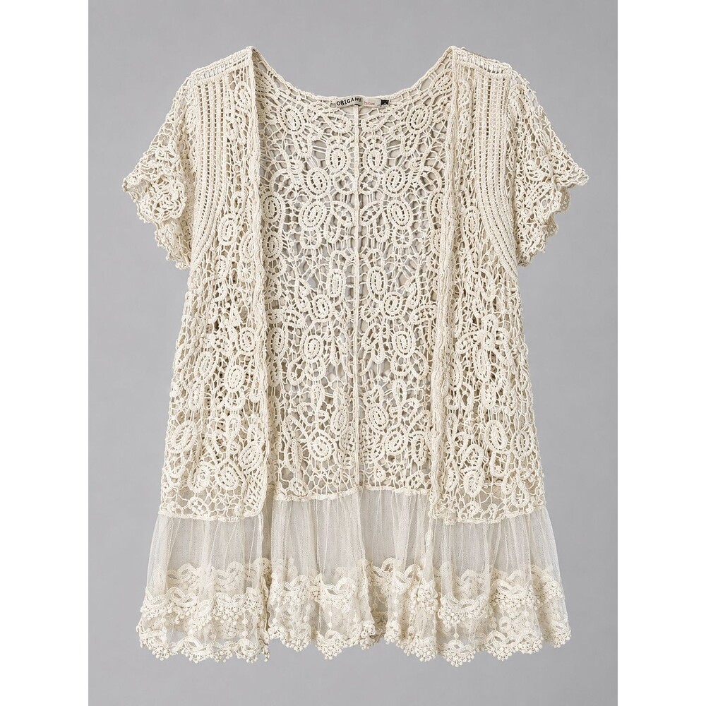 Ivory Crochet Lace Cardigan S Whimsical Fairycore Cottagecore Boho Romantic Top